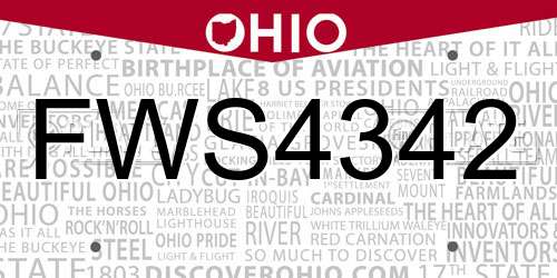FWS4342 Ohio License Plate