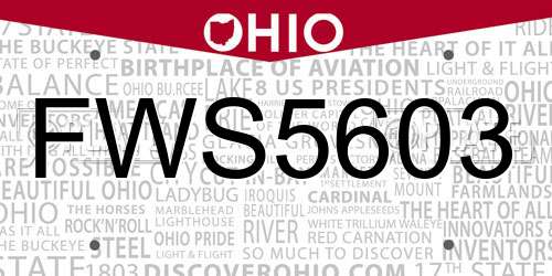 FWS5603 Ohio License Plate