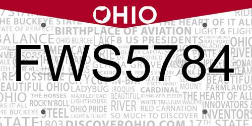FWS5784 Ohio License Plate