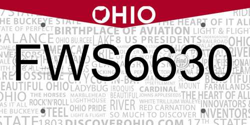 FWS6630 Ohio License Plate