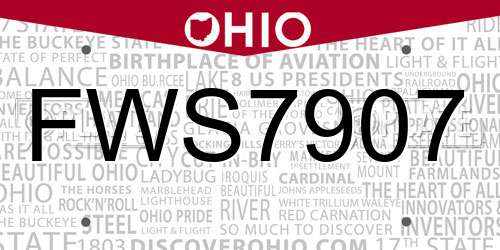 FWS7907 Ohio License Plate