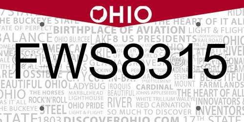 FWS8315 Ohio License Plate