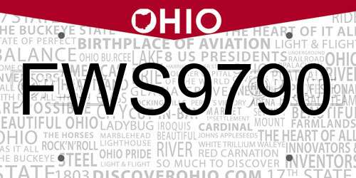FWS9790 Ohio License Plate