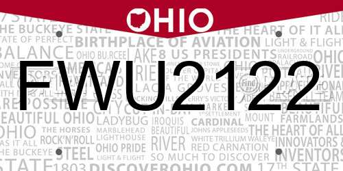 FWU2122 Ohio License Plate