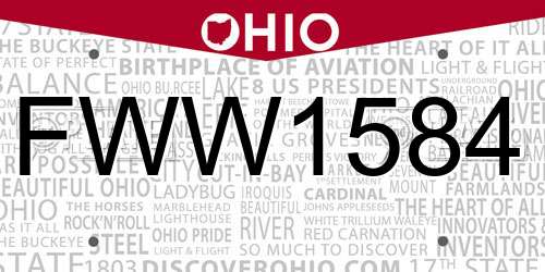 FWW1584 Ohio License Plate