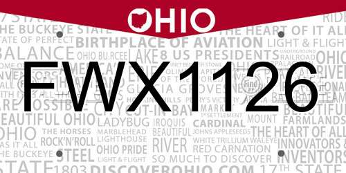 FWX1126 Ohio License Plate