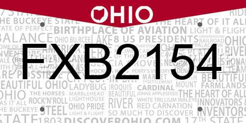 FXB2154 Ohio License Plate