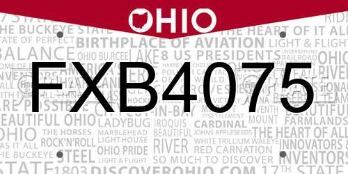 FXB4075 Ohio License Plate