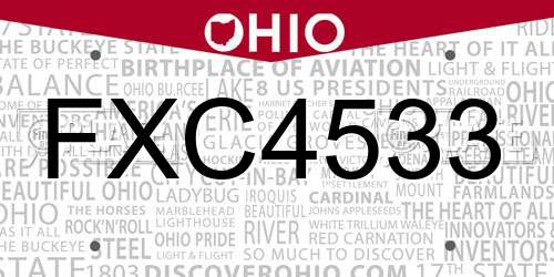 FXC4533 Ohio License Plate