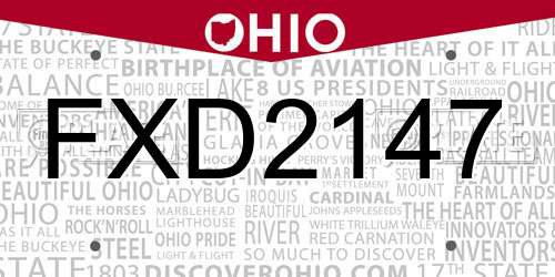 FXD2147 Ohio License Plate