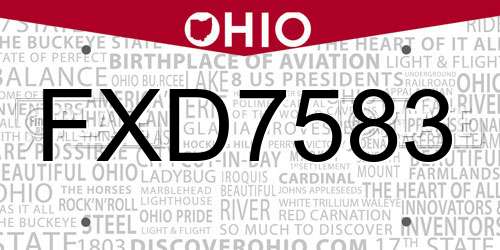 FXD7583 Ohio License Plate
