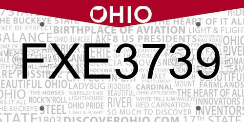 FXE3739 Ohio License Plate