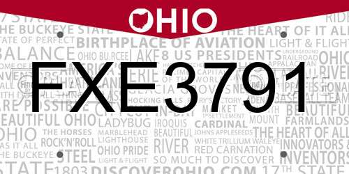 FXE3791 Ohio License Plate