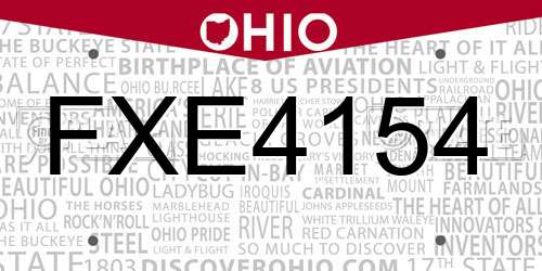 FXE4154 Ohio License Plate