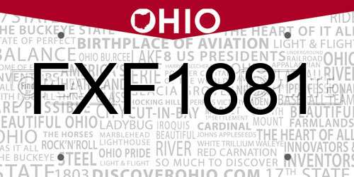 FXF1881 Ohio License Plate
