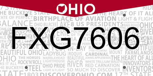 FXG7606 Ohio License Plate