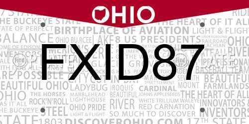 FXID87 Ohio License Plate