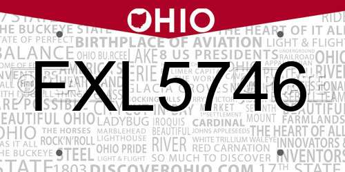 FXL5746 Ohio License Plate