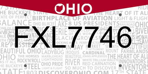 FXL7746 Ohio License Plate
