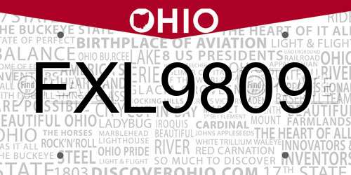 FXL9809 Ohio License Plate