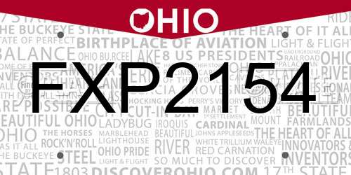 FXP2154 Ohio License Plate