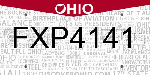 FXP4141 Ohio License Plate
