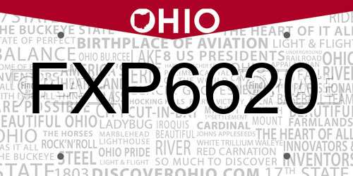 FXP6620 Ohio License Plate