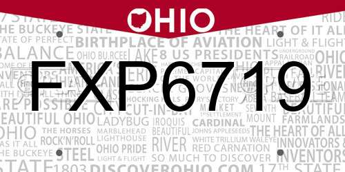 FXP6719 Ohio License Plate