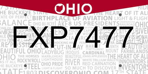 FXP7477 Ohio License Plate