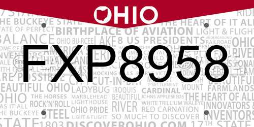 FXP8958 Ohio License Plate