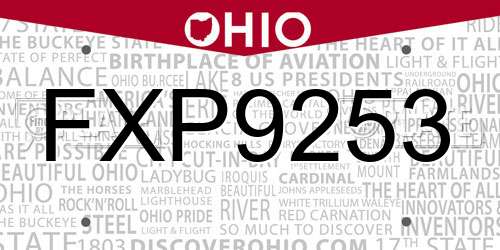 FXP9253 Ohio License Plate