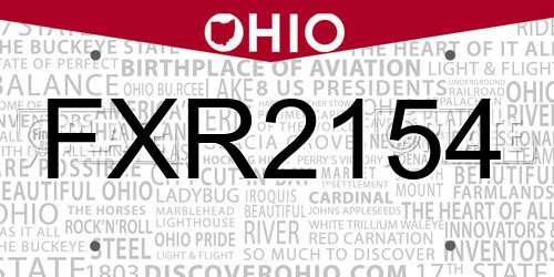 FXR2154 Ohio License Plate