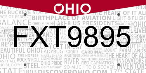 FXT9895 Ohio License Plate