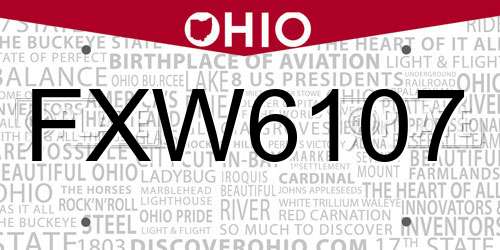 FXW6107 Ohio License Plate