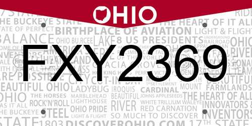 FXY2369 Ohio License Plate