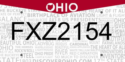 FXZ2154 Ohio License Plate