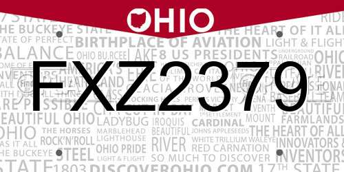 FXZ2379 Ohio License Plate