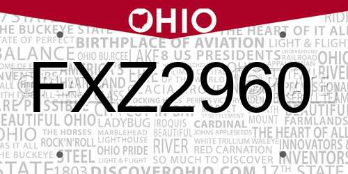 FXZ2960 Ohio License Plate