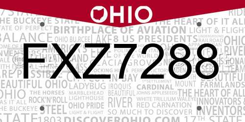 FXZ7288 Ohio License Plate