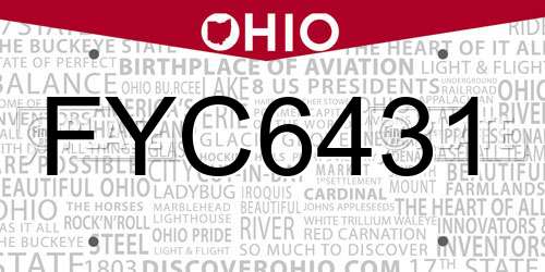 FYC6431 Ohio License Plate