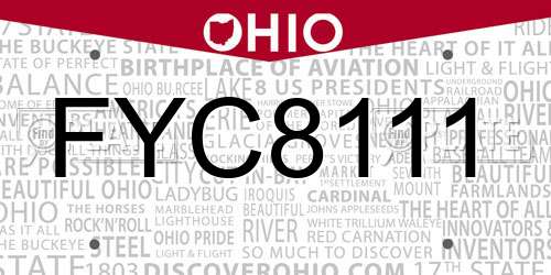 FYC8111 Ohio License Plate