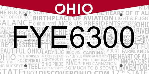 FYE6300 Ohio License Plate