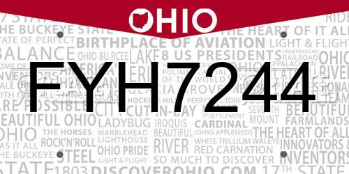 FYH7244 Ohio License Plate