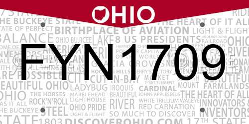 FYN1709 Ohio License Plate