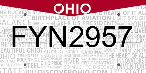 FYN2957 Ohio License Plate