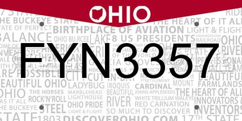 FYN3357 Ohio License Plate