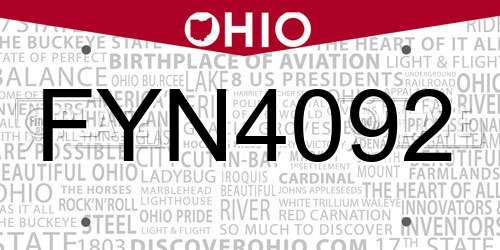 FYN4092 Ohio License Plate