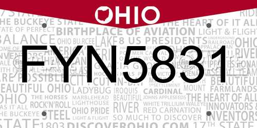 FYN5831 Ohio License Plate
