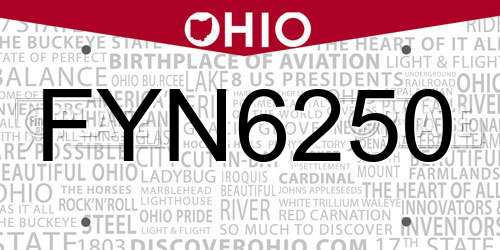 FYN6250 Ohio License Plate