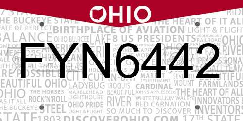 FYN6442 Ohio License Plate